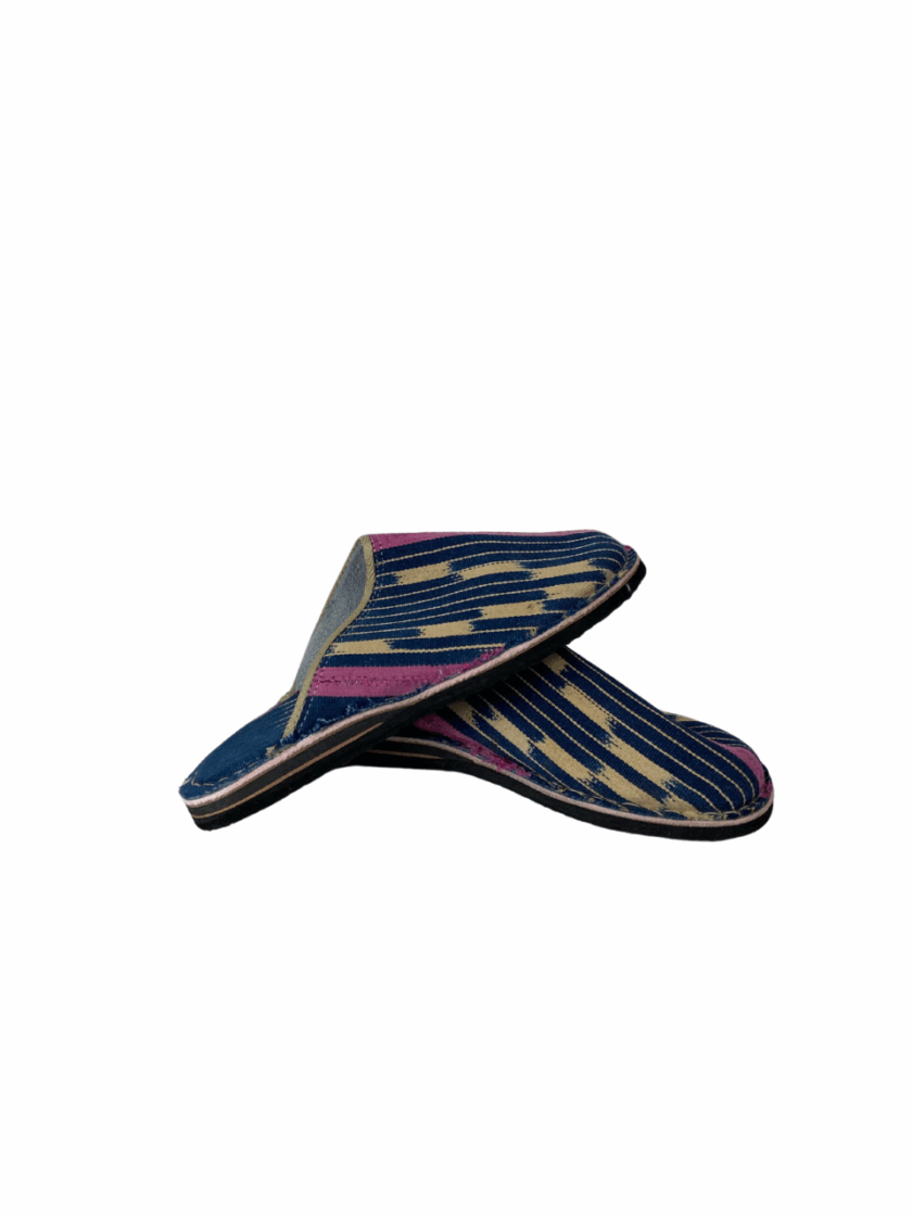 Colorful Moroccan Balgha – Artisan Fabric Slippers - Image 3
