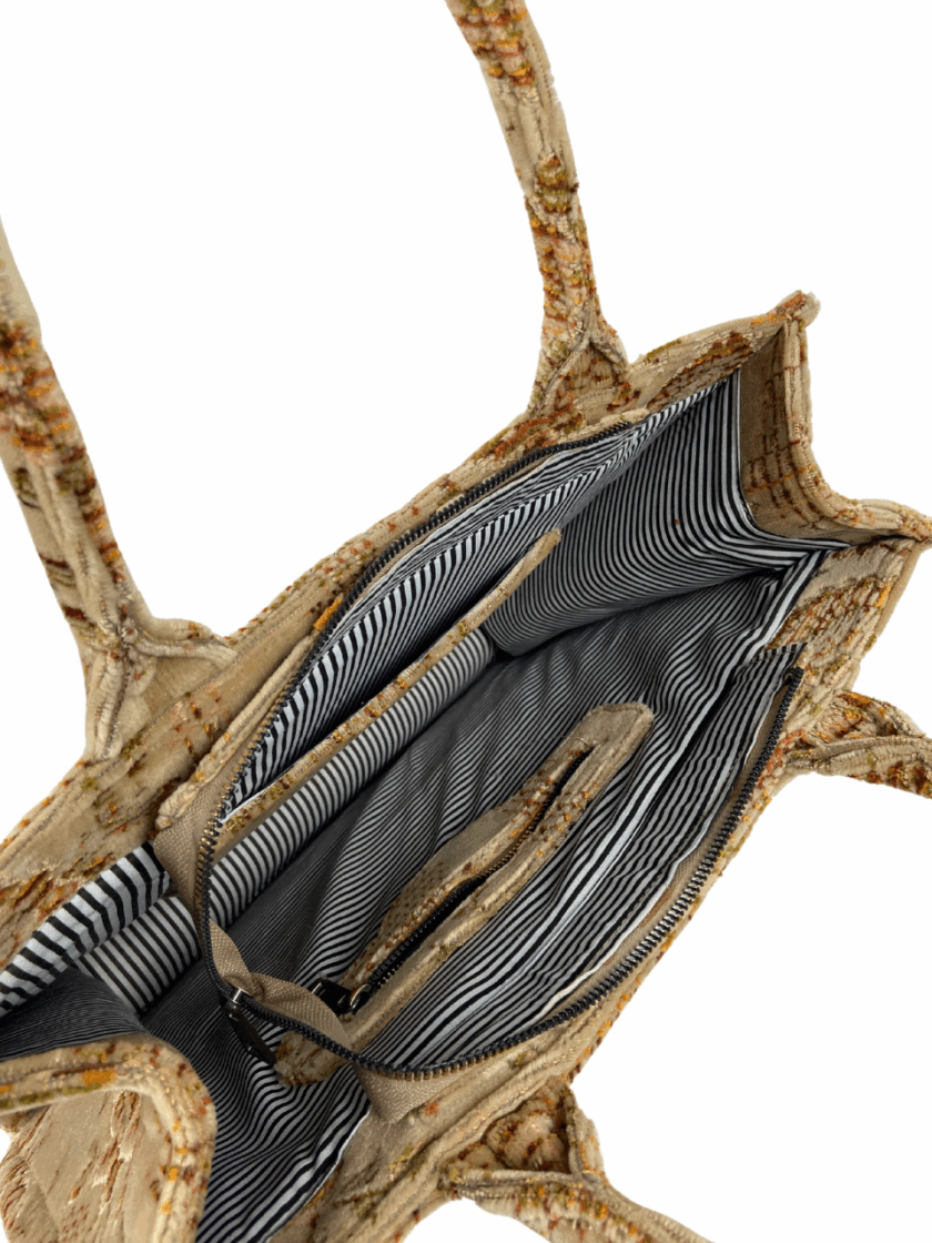 Cotton Carpet Handbag with Zipper – Modern Stylish  Handcrafted - Image 4